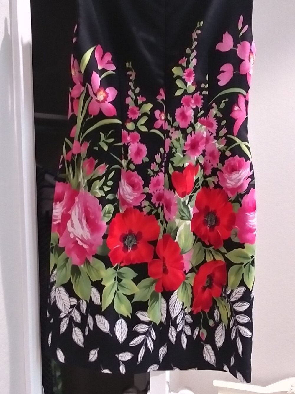 Black Dress with Bold Flowers
